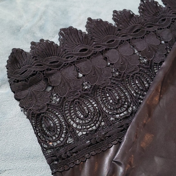 Topshop black spaghetti dress lace leather like - Picture 7 of 8